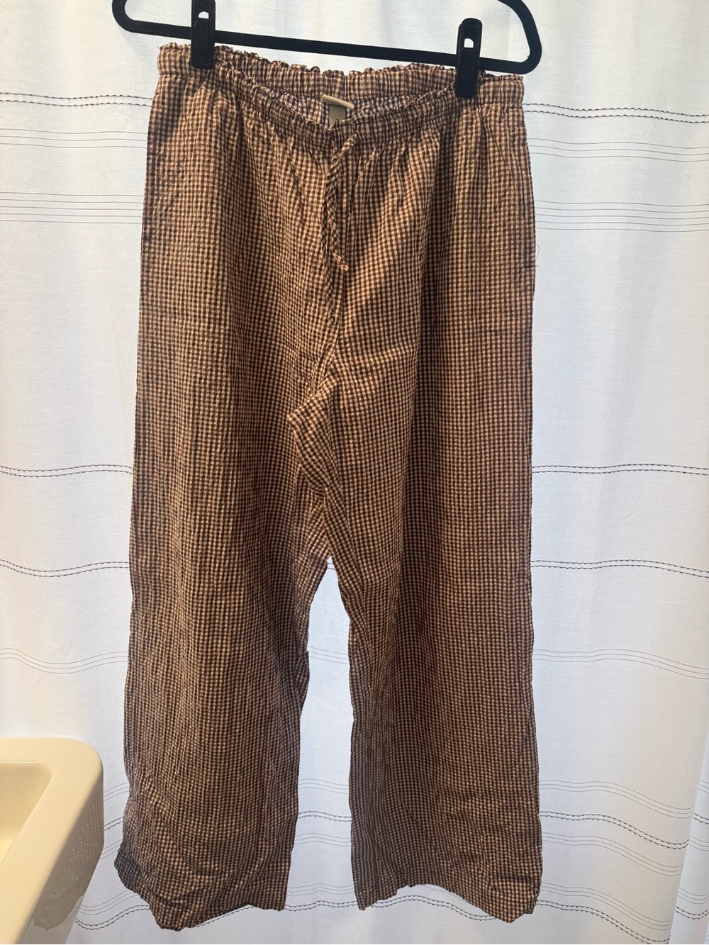 Women’s Brown Gingham Drawstring Pants